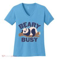 Beary Busy Cute Lazy Panda Women's V-Neck T-Shirt