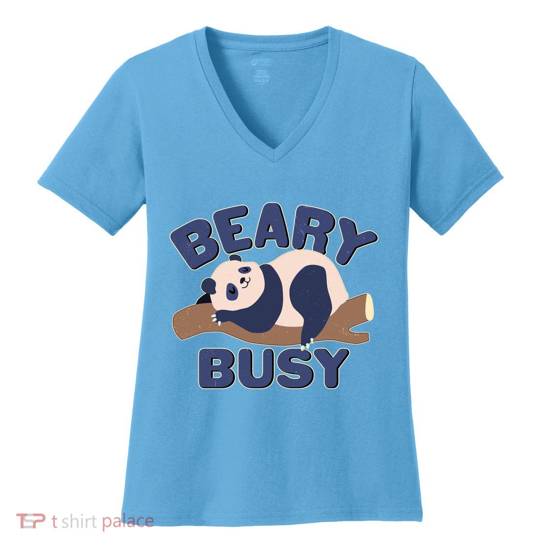 Beary Busy Cute Lazy Panda Women's V-Neck T-Shirt