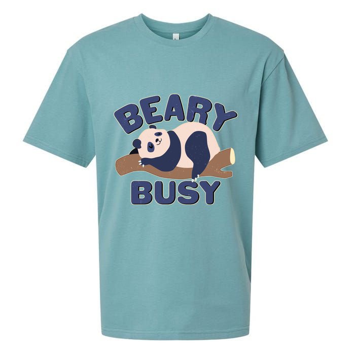 Beary Busy Cute Lazy Panda Sueded Cloud Jersey T-Shirt