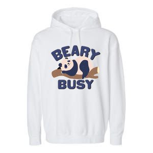 Beary Busy Cute Lazy Panda Garment-Dyed Fleece Hoodie