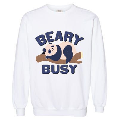 Beary Busy Cute Lazy Panda Garment-Dyed Sweatshirt