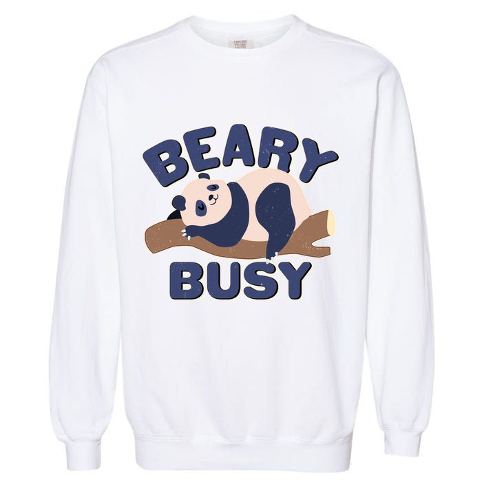 Beary Busy Cute Lazy Panda Garment-Dyed Sweatshirt