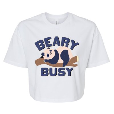 Beary Busy Cute Lazy Panda Bella+Canvas Jersey Crop Tee