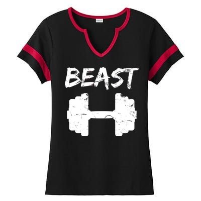 Beast Gym Logo Ladies Halftime Notch Neck Tee