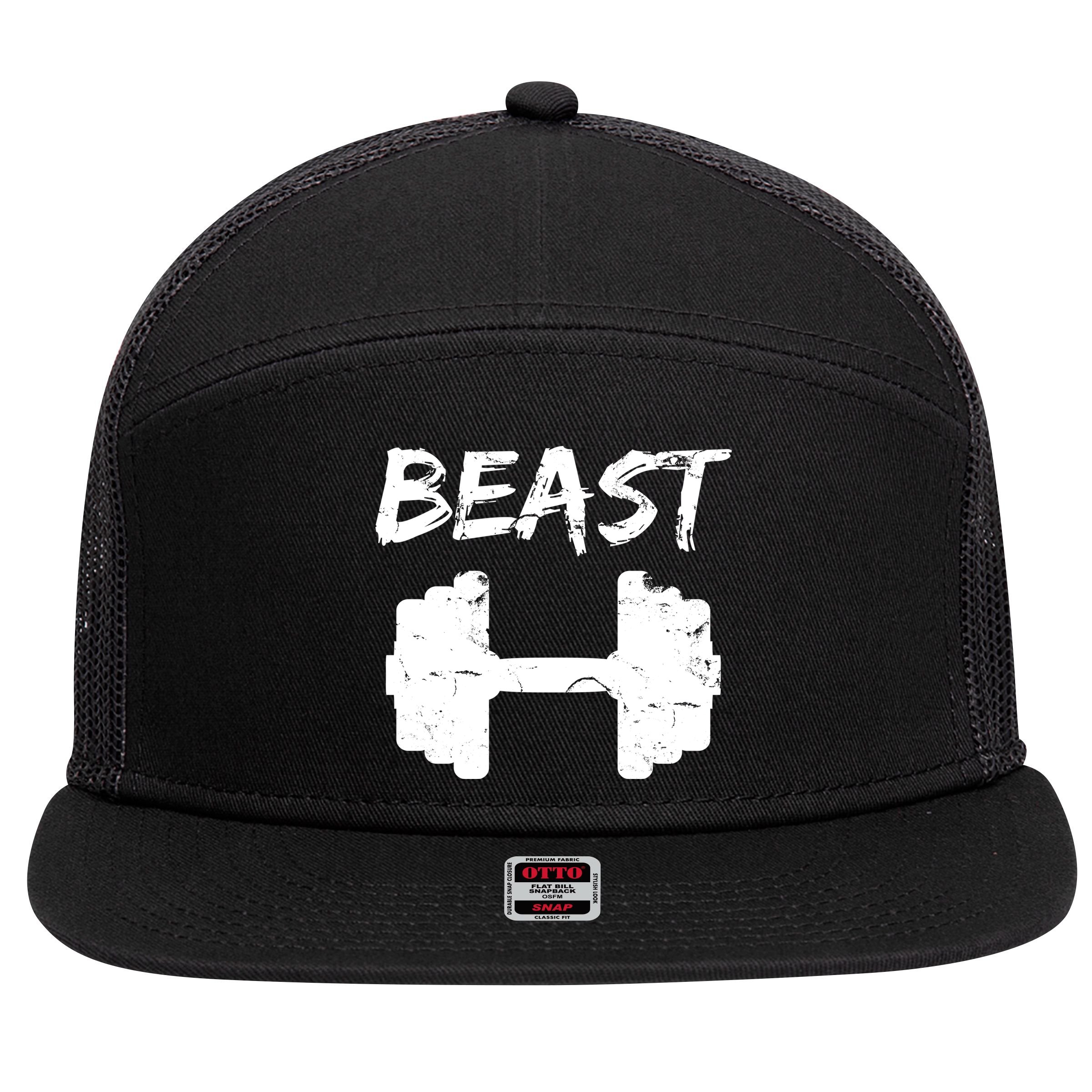 Beast Gym Logo 7 Panel Mesh Trucker Snapback Hat