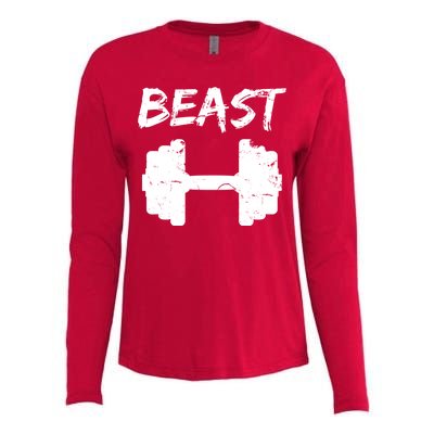 Beast Gym Logo Womens Cotton Relaxed Long Sleeve T-Shirt