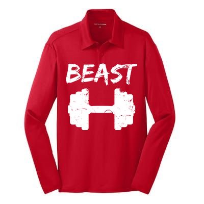 Beast Gym Logo Silk Touch Performance Long Sleeve Polo