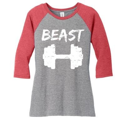 Beast Gym Logo Women's Tri-Blend 3/4-Sleeve Raglan Shirt