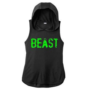 Beast Gym Workout Mode Fitness Logo Ladies PosiCharge Tri-Blend Wicking Draft Hoodie Tank