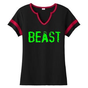 Beast Gym Workout Mode Fitness Logo Ladies Halftime Notch Neck Tee