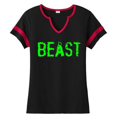 Beast Gym Workout Mode Fitness Logo Ladies Halftime Notch Neck Tee