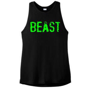 Beast Gym Workout Mode Fitness Logo Ladies PosiCharge Tri-Blend Wicking Tank