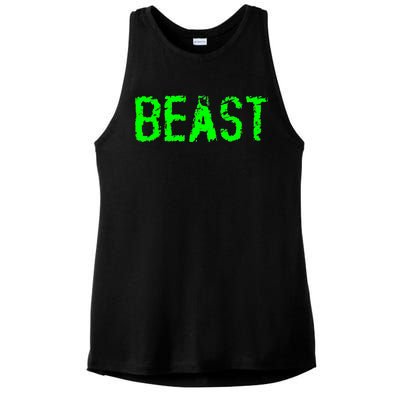 Beast Gym Workout Mode Fitness Logo Ladies PosiCharge Tri-Blend Wicking Tank