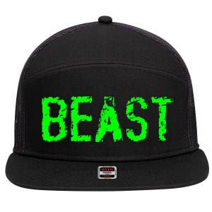 Beast Gym Workout Mode Fitness Logo 7 Panel Mesh Trucker Snapback Hat