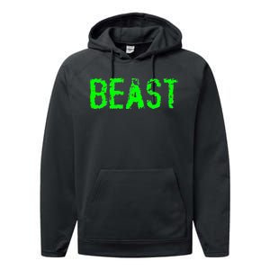 Beast Gym Workout Mode Fitness Logo Performance Fleece Hoodie