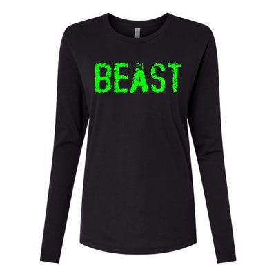 Beast Gym Workout Mode Fitness Logo Womens Cotton Relaxed Long Sleeve T-Shirt