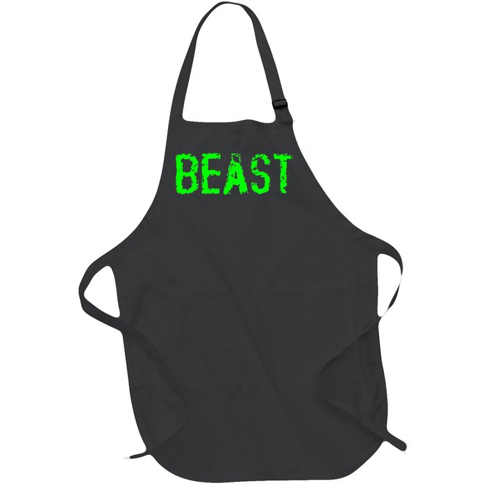 Beast Gym Workout Mode Fitness Logo Full-Length Apron With Pockets