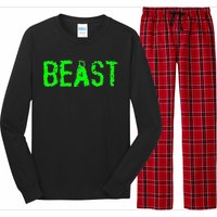 Beast Gym Workout Mode Fitness Logo Long Sleeve Pajama Set