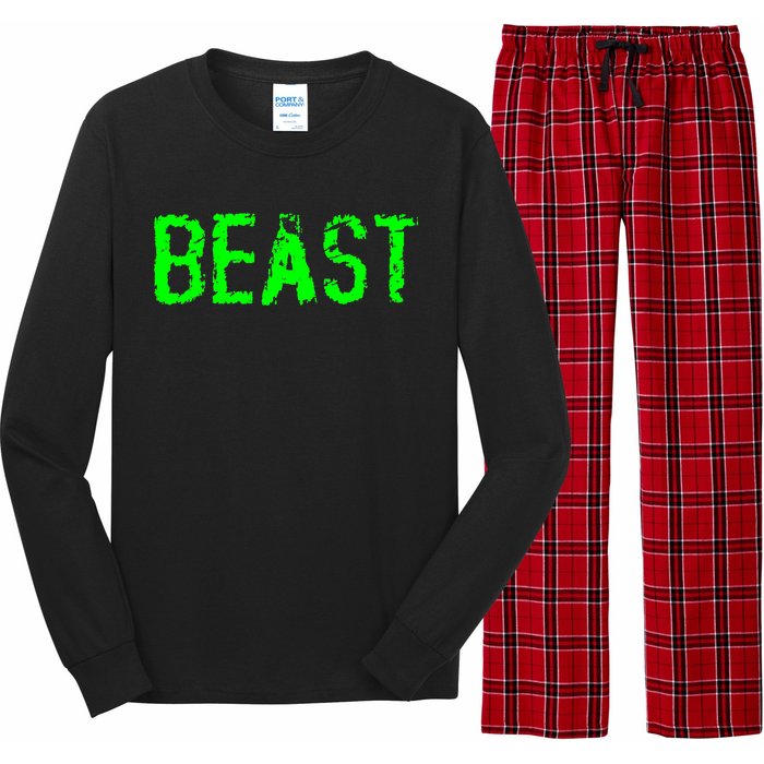 Beast Gym Workout Mode Fitness Logo Long Sleeve Pajama Set