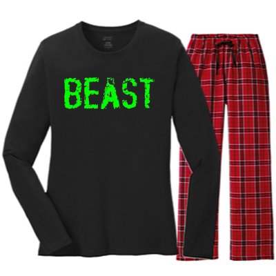 Beast Gym Workout Mode Fitness Logo Women's Long Sleeve Flannel Pajama Set 