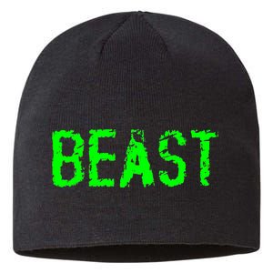 Beast Gym Workout Mode Fitness Logo Sustainable Beanie