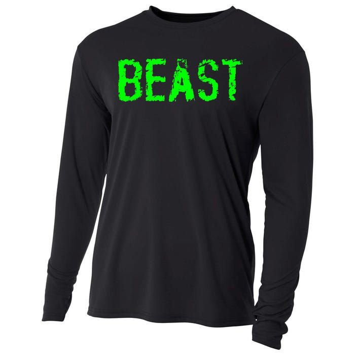 Beast Gym Workout Mode Fitness Logo Cooling Performance Long Sleeve Crew