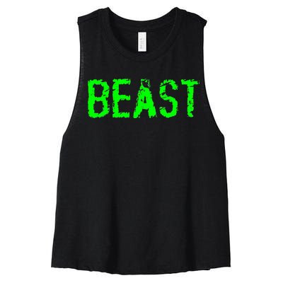 Beast Gym Workout Mode Fitness Logo Women's Racerback Cropped Tank