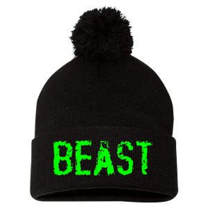 Beast Gym Workout Mode Fitness Logo Pom Pom 12in Knit Beanie