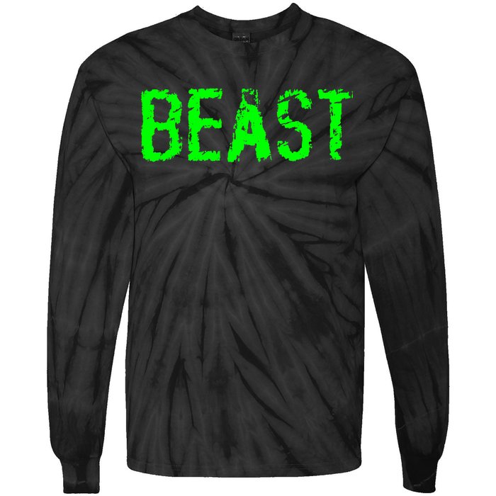 Beast Gym Workout Mode Fitness Logo Tie-Dye Long Sleeve Shirt