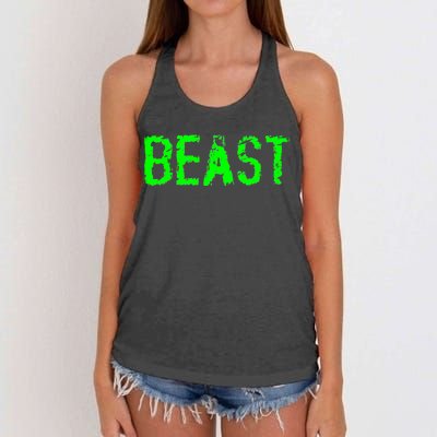 Beast Gym Workout Mode Fitness Logo Women's Knotted Racerback Tank