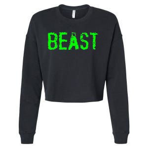 Beast Gym Workout Mode Fitness Logo Cropped Pullover Crew