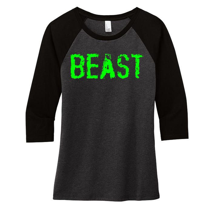 Beast Gym Workout Mode Fitness Logo Women's Tri-Blend 3/4-Sleeve Raglan Shirt