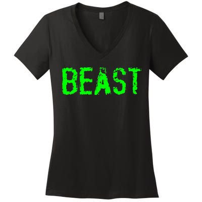 Beast Gym Workout Mode Fitness Logo Women's V-Neck T-Shirt