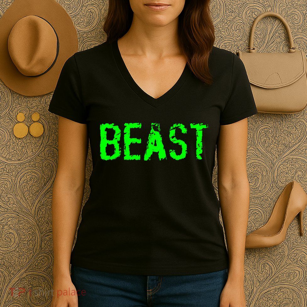 Beast Gym Workout Mode Fitness Logo Women's V-Neck T-Shirt