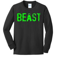 Beast Gym Workout Mode Fitness Logo Kids Long Sleeve Shirt