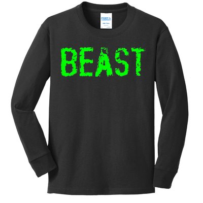 Beast Gym Workout Mode Fitness Logo Kids Long Sleeve Shirt