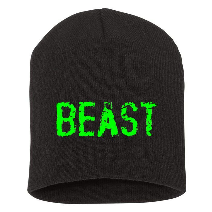 Beast Gym Workout Mode Fitness Logo Short Acrylic Beanie