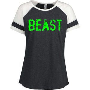 Beast Gym Workout Mode Fitness Logo Enza Ladies Jersey Colorblock Tee