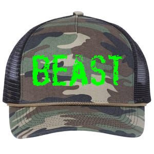 Beast Gym Workout Mode Fitness Logo Retro Rope Trucker Hat Cap