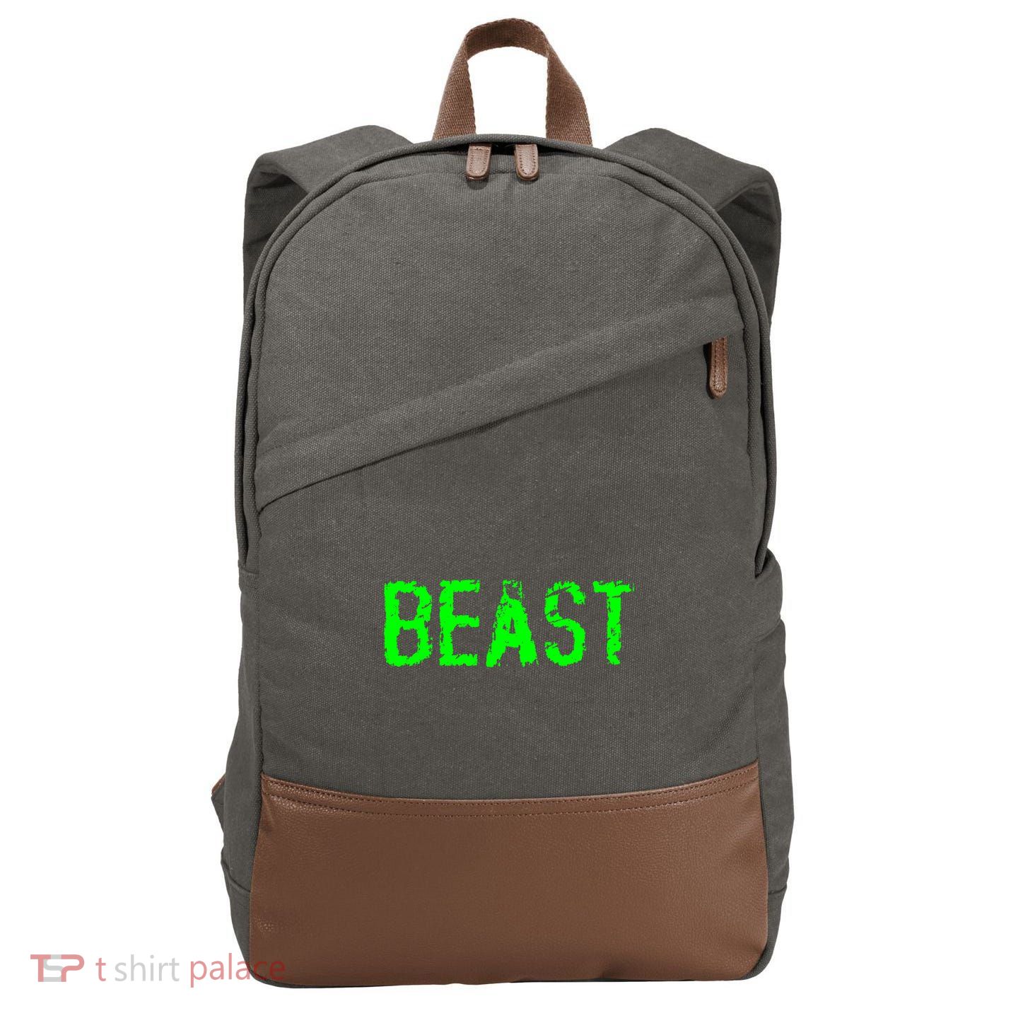 Beast Gym Workout Mode Fitness Logo Cotton Canvas Backpack