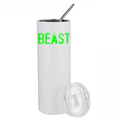 Beast Gym Workout Mode Fitness Logo Stainless Steel Tumbler