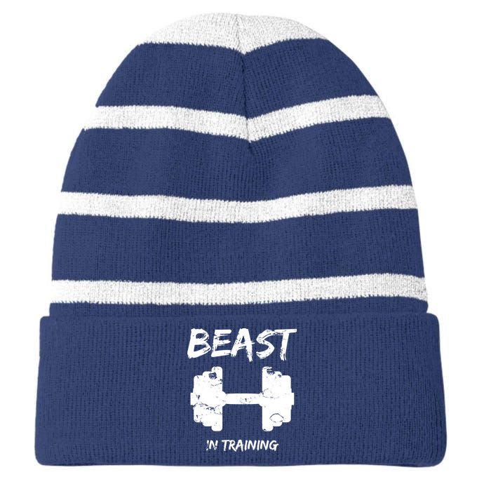 Beast In Training  Striped Beanie with Solid Band