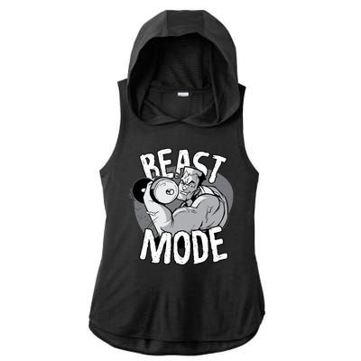 Beast Mode Bodybuilder Ladies PosiCharge Tri-Blend Wicking Draft Hoodie Tank