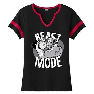 Beast Mode Bodybuilder Ladies Halftime Notch Neck Tee