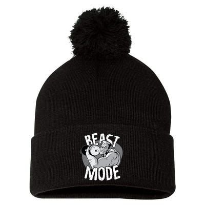 Beast Mode Bodybuilder Pom Pom 12in Knit Beanie