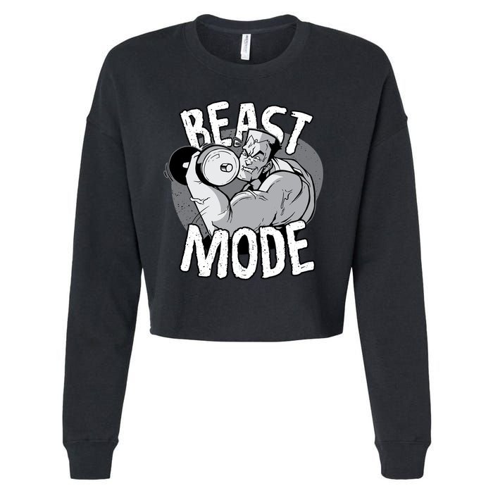 Beast Mode Bodybuilder Cropped Pullover Crew
