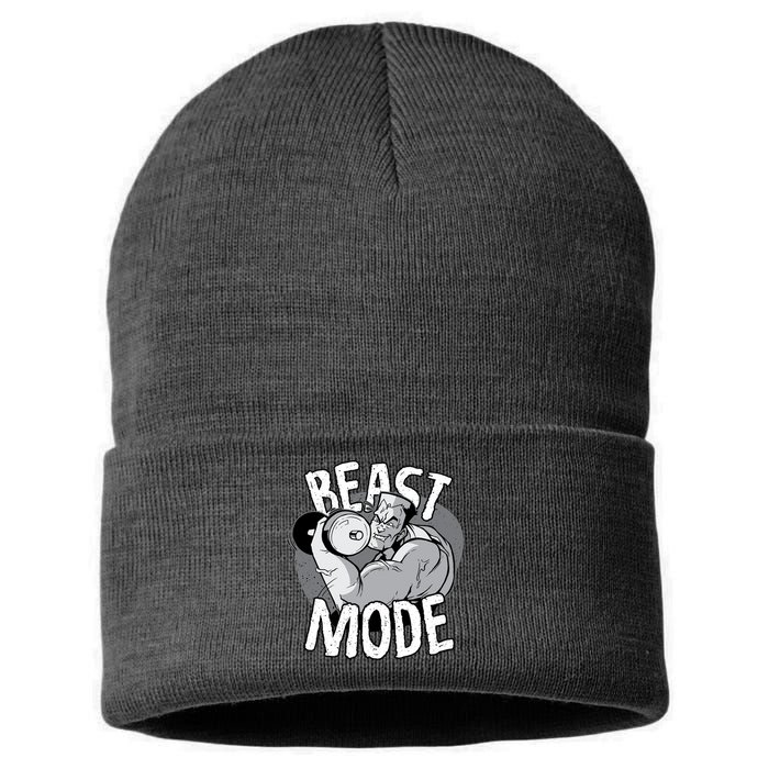 Beast Mode Bodybuilder Sustainable Knit Beanie