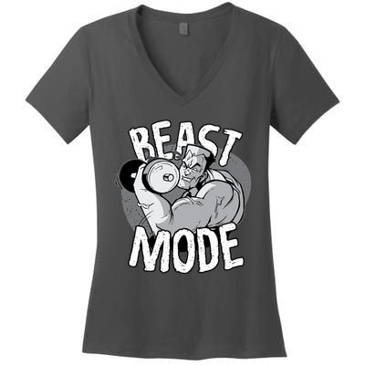 Beast Mode Bodybuilder Women's V-Neck T-Shirt