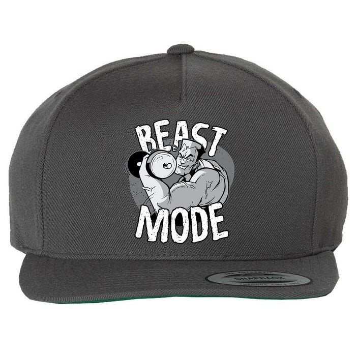 Beast Mode Bodybuilder Wool Snapback Cap