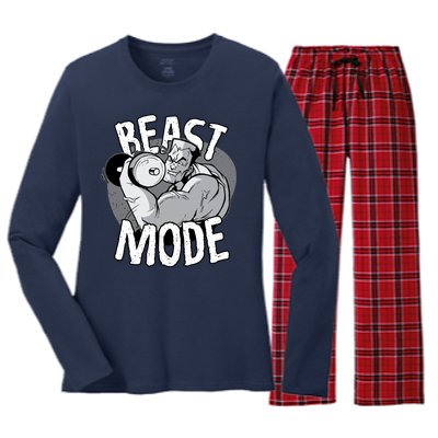 Beast Mode Bodybuilder Women's Long Sleeve Flannel Pajama Set 